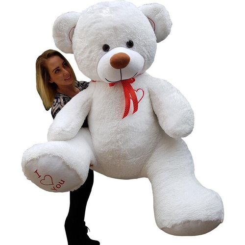 Großer weißer Teddybär mit aufgesticktem i Love You-Text, 160 cm