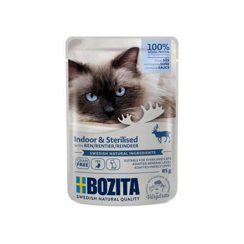 Bozita Pouch Indoor & Sterilised Katzenfutter, Rentier, 12 x 85 g