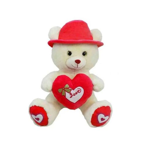 Trade Shop Traesio - teddybär mit hut und rotem herz 55 cm valentinstag geschenk 92423