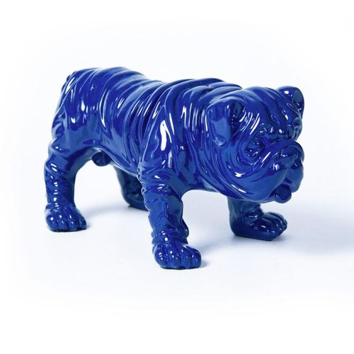 Dekorative Hundfigur Bulldogge Kuatéh aus Polyresin 23x14x11 cm Blau