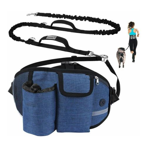 Hundeleine, freihändige Hundeleine, bis zu 110 kg, Stoßdämpfung, bequem, reflektierende Nähte, ideal zum Laufen, Joggen und Spazierengehen (blau)