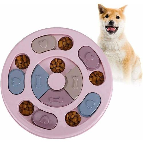 Hundepuzzle, Hundefutterspender, langlebiges interaktives Hundespielzeug, Spielzeug für das Qi-Training des Hundes, Qi verbessern (Rosa) - Minkurow