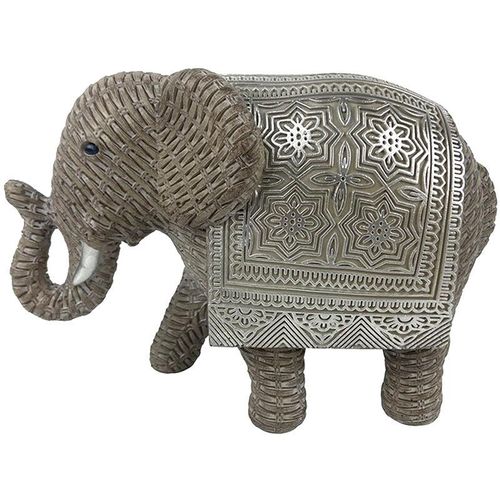 Figur Elefanten Afrikaner und Elefanten Silber -Elefantenfigur - 15x23x10 cm - Plateado - Signes Grimalt