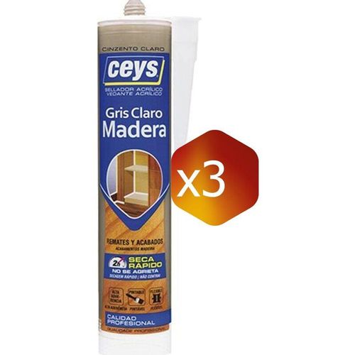 Pack de 3 cartuchos Ceys Sellador para madera (Gris claro) (∼300 ml.)