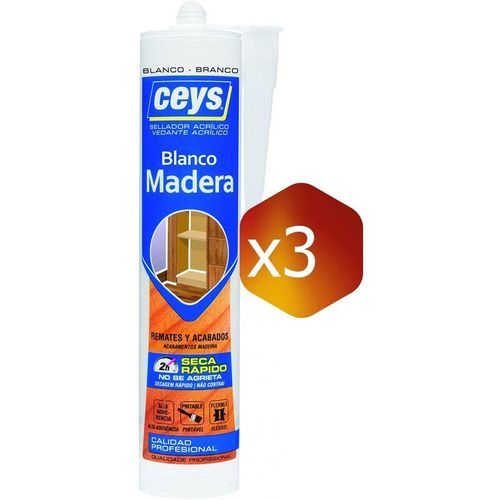 Pack de 3 cartuchos Ceys Sellador para madera (Blanco) (∼300 ml.)