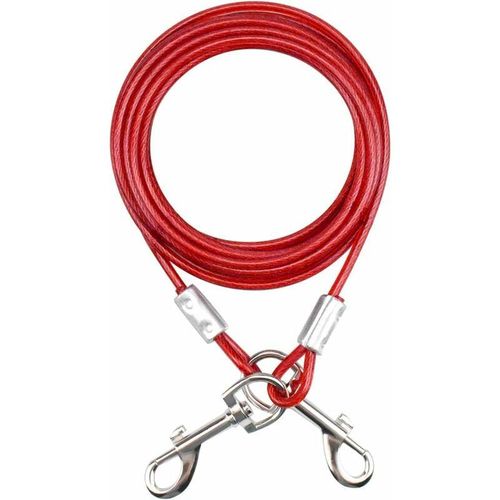MINKUROW Anbindekabel für Hunde bis 40 kg, Anbindekabel Leine Kabelleine Metallkette für kleine, mittelgroße Hunde (Rot, 15M)