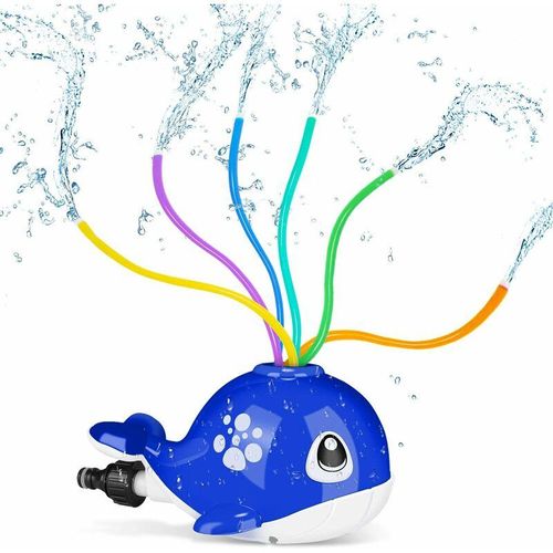 Wasserspritzspielzeug für Kinder, Wal-Wassersprinkler-Spielzeug mit 6 Spielzeug-Wassersprührohren, drehbares Wassersprinkler-Spielzeug