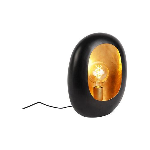 Design Tischlampe schwarz mit goldenem Interieur 36 cm - Cova - Schwarz