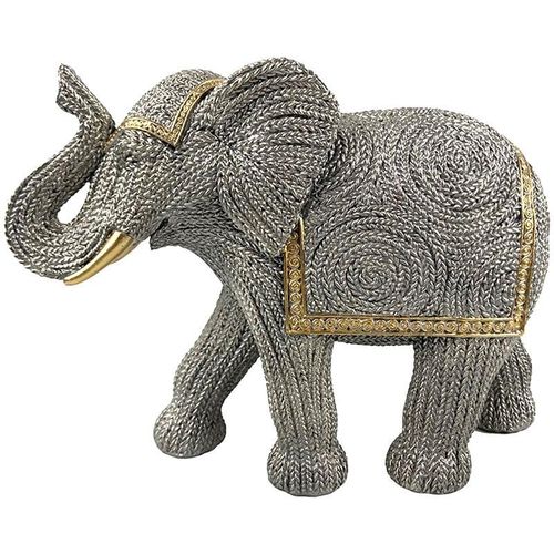Signes Grimalt - Figur Elefanten Afrikaner und Elefanten Silber -Elefantenfigur - 18x25x9cm - Plateado