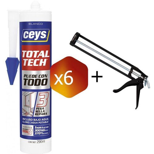 Pack de 6 cartuchos Ceys TotalTech (Blanco) (∼300 ml.)