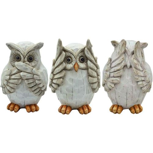 Owl Abbildung 3 buhos -Einheiten Beige Owl Abbildung - 14x11x19cm - Beige - Signes Grimalt