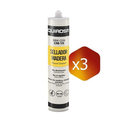 Pack de 3 cartuchos Quiadsa Sellador barnizable para madera CM-10 (Blanco) (∼300 ml.)