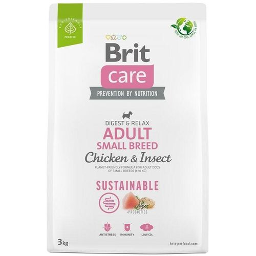 Brita - brit Care Dog Nachhaltiges erwachsenes Hundefutter für kleine Rassen, Huhn & Insekten - Trockenfutter für Hunde - 3 kg