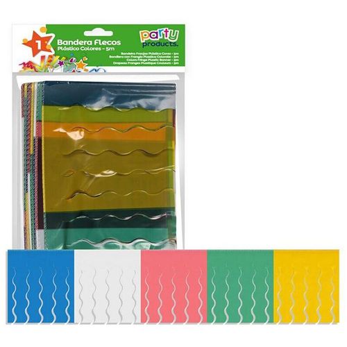 Party Products - bandera flecos plástico multicolor