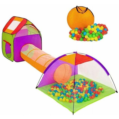 Kinderspielzeug - Zelt + Tunnel + Haus + 200 Bälle