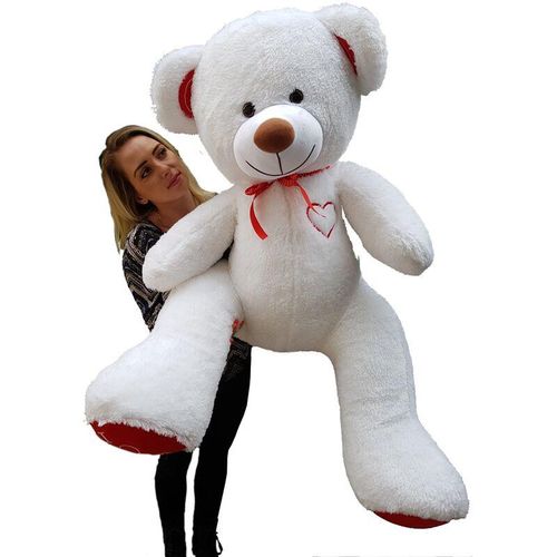 Viking Choice - Riesiger großer Teddybär weiche Kuscheltiere 75 x 85cm - weiß und rot-b