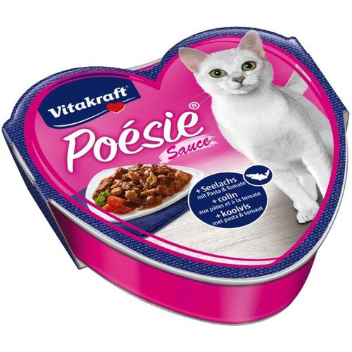 Vitakraft - Katzenfutter Poesie Sauce, Seelaachs mit Pasta und Tomate - 30 Schalen