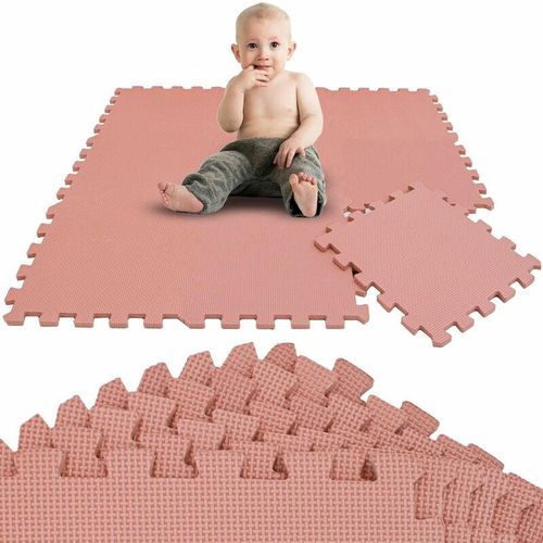 9 Teile Spielmatte Baby Puzzlematte - 30x30 Krabbelmatte Bodenmatte Kinderzimmer - terrakotta