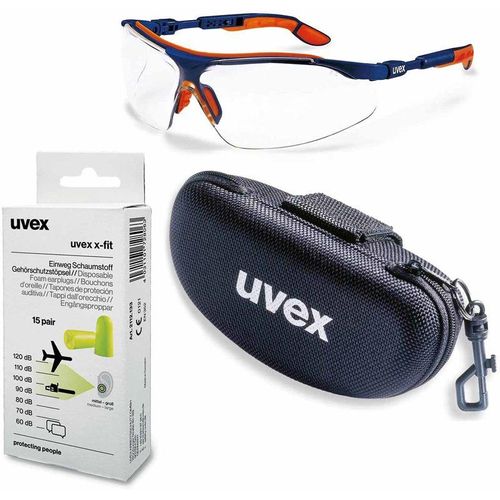 Uvex - Schutzbrille i-vo 9160265 im Set inkl. Brillenetui und Gehörschutz