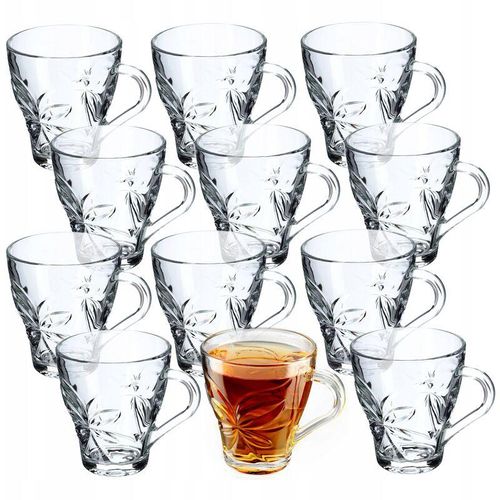 Teegläser, 12er Set, Gläser mit Griff, Wassergläser, Saftgläser, Glastassen, Gläserset für Tee - Kadax