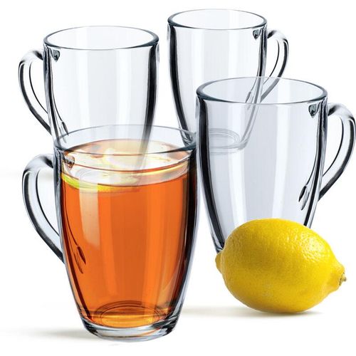 Teegläser, Wassergläser mit Henkel, 6er Set, Glastassen, Saftgläser, Gläserset, Gläser für Tee - Kadax
