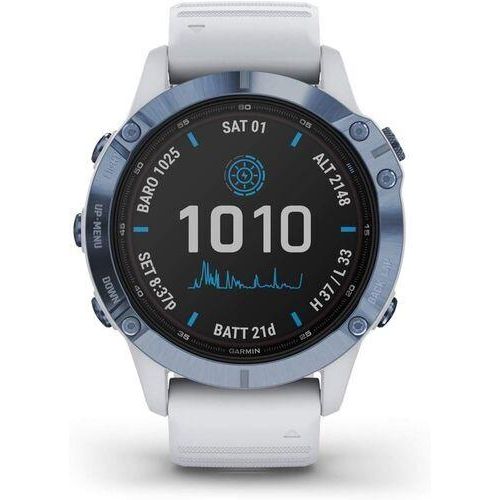 Garmin Fenix 6 Pro Solar (2020) | Edelstahl | blau/weiß