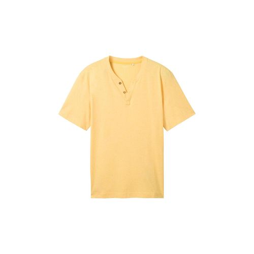 TOM TAILOR Herren Serafino T-Shirt, gelb, Uni, Gr. XXL,