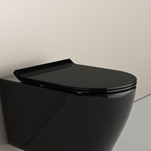 Plat WC-deksel Softclose WC-bril - Vervangend deksel U2019 in zwart
