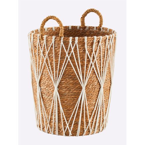 Wäschekorb HEINE HOME, beige (natur), H:44cm Ø:36cm, Wäschesammler