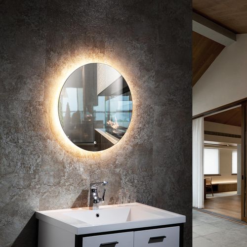 LED-lichtspiegel badkamerspiegel 2712 met spiegelverwarming & warm/koud lichtregeling - Rond Ø 60 cm