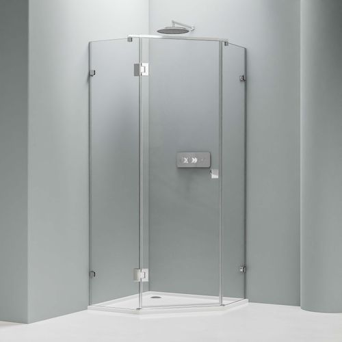 Duschkabine Fünfeckdusche NANO Echtglas EX415 - 80 x 80 x 195 cm - inkl. Duschtasse