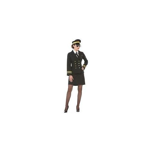 Pilotin-Kostüm für Damen, schwarz