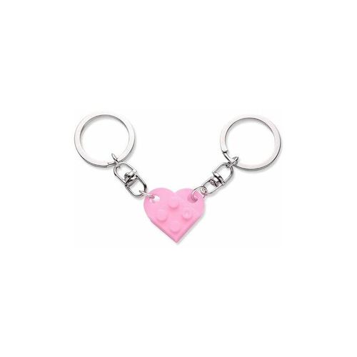 Herz-Schlüsselanhänger-Set (Rosa), 2-teiliges Herz-Schlüsselanhänger für zwei Herz-Schlüsselanhänger, Pärchen-Schlüsselanhänger,