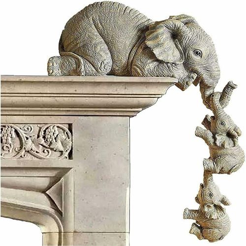 Elefantenstatue, 3-teiliges Harz-Elefanten-Set, Elefanten-Ornament, Harz-Elefanten-Basteldekorationen, geeignet für Zuhause, Hotel, Büro