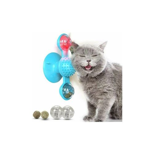 Windmühle Katzenspielzeug für Hauskatzen, Interaktives Kauspielzeug mit Katzenminze, Zahnbürste Lustiges Kätzchenspielzeug Katzen Haarbürste