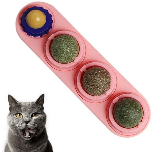Katzenminze-Wandspielzeug, Kätzchenspielzeug zum Lecken von Katzen, sicheres, gesundes Kätzchen-Kauspielzeug, Zahnreinigungsspielzeug für Katzen, Rosa