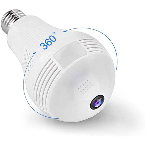 Amirror Smart Ug - Smart Bulb Überwachungskamera, 2K 3MP 360-Grad-Panorama 2.4G WiFi-Heimkamera, drahtlose VR-Überwachungs-IP-Kamera für den Innen