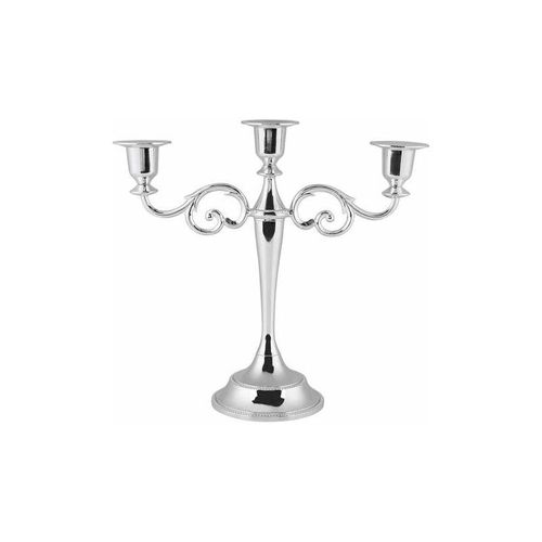 Kerzenhalter mit 3 Zweigen, Vintage-Metallkerzenhalter für Hochzeitsdekoration, Tisch (Color : Silver)