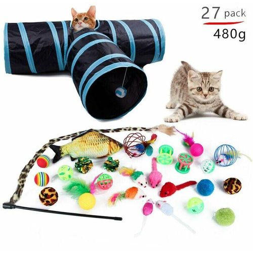 Katzenspielzeug, Katzenspielzeug, Katzen- und Kätzchenspielzeug, 27 Stück (Bildstil wird zufällig gesendet), Farbe zufällig