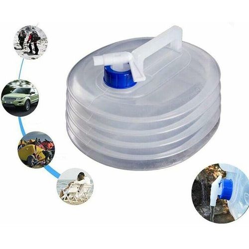 Tovbmup - 5L 10L 15L zusammenklappbarer Wassertank mit Zapfhahn, BPA-freier zusammenklappbarer Kunststoff-Wasserkanister für Camping, Wandern,