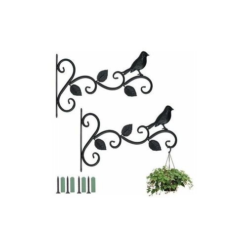 2 Stück hängende Korbhalterungen, Pflanzenwandhaken, Garten-Retro-Haken, dekorative Halterungen mit Schrauben für Blumentopf, Laterne, Vogelhäuschen