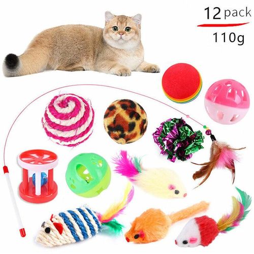 Katzenspielzeug, Katzenspielzeug, Katzenspielzeug und Kätzchenspielzeug, 12 Stück (Bildstil wird zufällig ausgewählt), Farbe zufällig