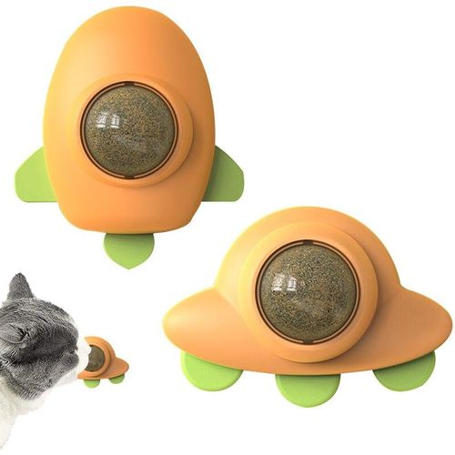 2er-Pack Katzenminze-Ball, Zahnreinigungs-Katzenspielzeug, Kitty-Spielzeug für Katzenminze-Wandball, drehbarer Minzball-Kätzchen-Kau-Leckerli für die