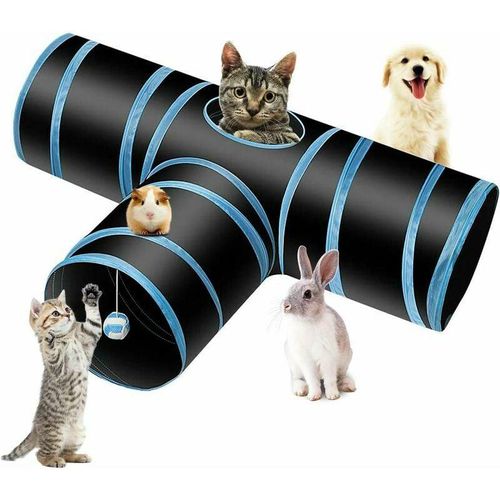 Katzenspielzeug, Katzentunnel, Kugelkatzentunnel, Haustiertunnel, Spieltunnel, 3-Wege-Tunnelröhre, Katzen, Welpen, Hasen und Kleintiere