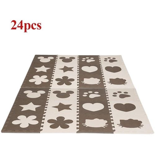 24pcs Puzzlematte Mickey Spielmatte Bodenmatte Schutzmatte Kinderteppich Krabbelmatte-Herz,Blütenblatt,Pentagramm