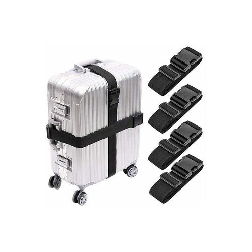 Lycxames - 4 Stück Koffergurt, kofferbänder Set auffällig, 180x5cm--schwaz