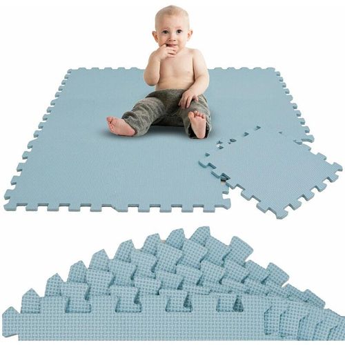 9 Teile Spielmatte Baby Puzzlematte - 30x30 Krabbelmatte Bodenmatte Kinderzimmer - blau