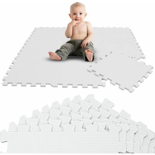 9 Teile Spielmatte Baby Puzzlematte - 30x30 Krabbelmatte Bodenmatte Kinderzimmer - weiss