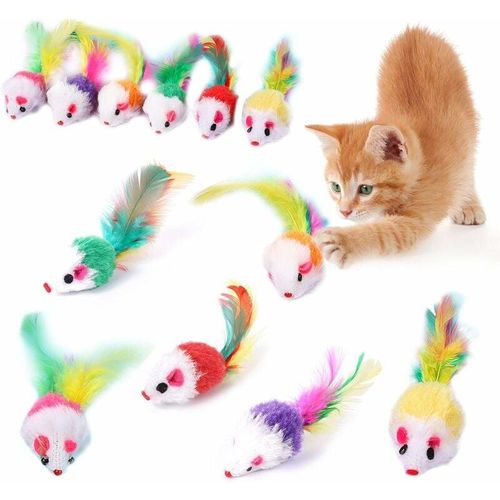 12 Stück 10 cm Maus-Katzenspielzeug, Plüsch-Mausspielzeug für Katzen, Maus, kleines Kätzchen, interaktives Spiel