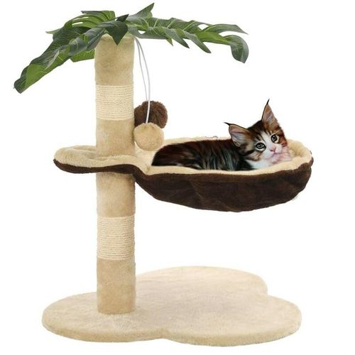 Katzen-Kratzbaum mit Sisal-Kratzstange 50 cm Beige und Braun - Hommoo